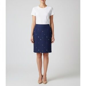 White Stuff Colorful Embroidered Camel novelty Women's Skirt linen blend size 8